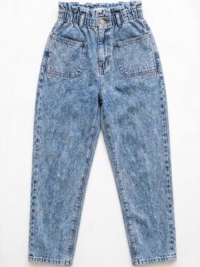 Insane Gene High Rise Paper Bag Waist Slouchy Relaxed Light Wash Denim Jeans S